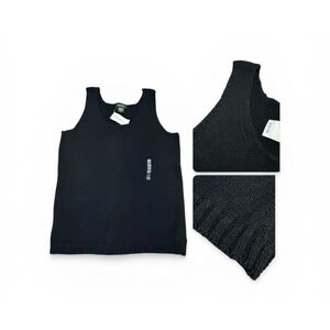 Vintage 90s Eddie Bauer Knit Tank Top Black M Hong Kong New with Tags